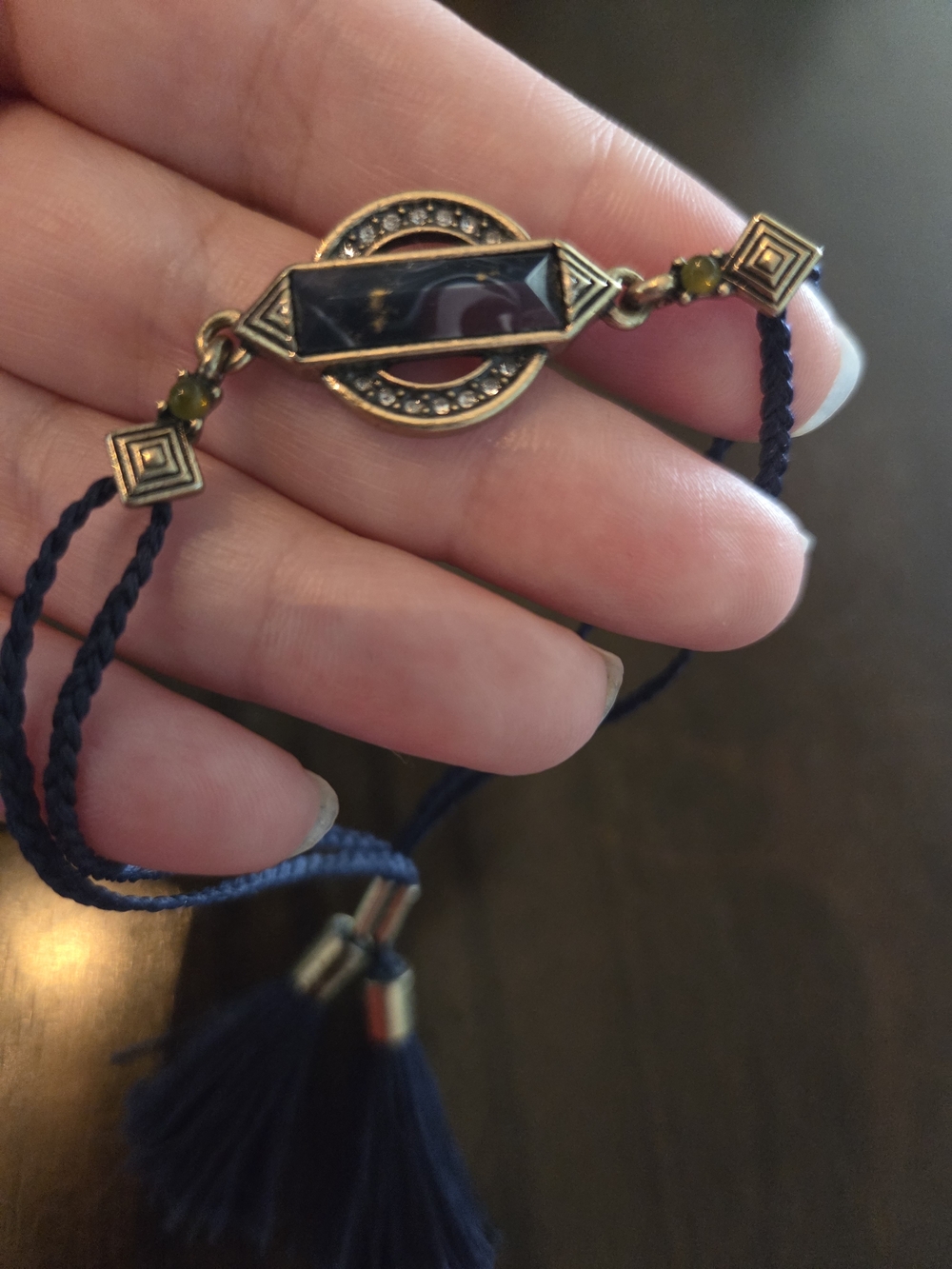 Chloe + Isabel Navy Blue Cord Bracelet with Bronze & Black Accent
